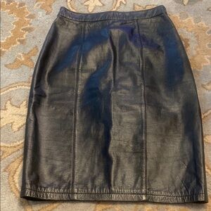 GLOBAL IDENTITY Vintage Elegant Black Leather Skirt size 7/8 MADE IN KOREA
